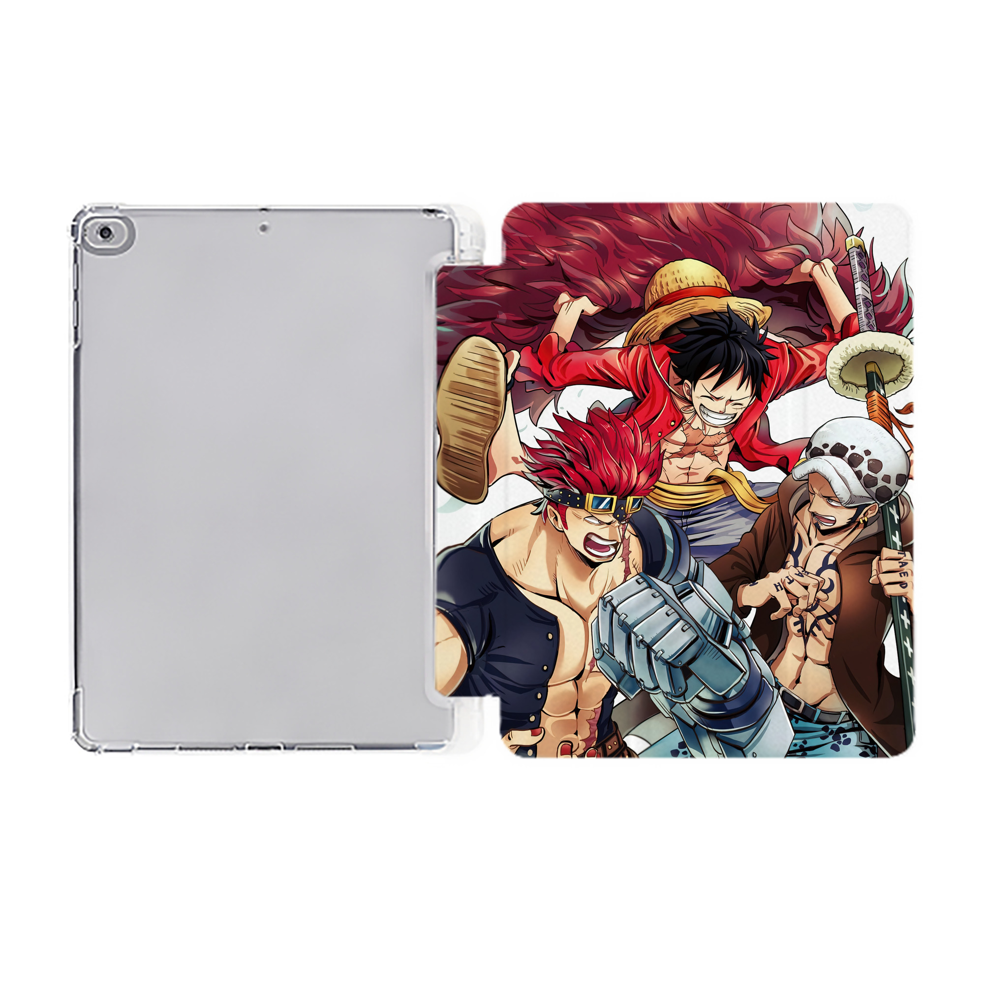 ワンピース ONE PIECE IPad ケース ペン収納付き 三つ折りスタンド PUレザー×シリコン 対応機種9.5/10.5/10.9インチ